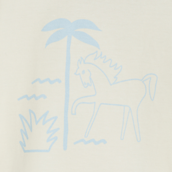 تيشيرت أبيض مطبوع عليه حصان للولد الرضيع